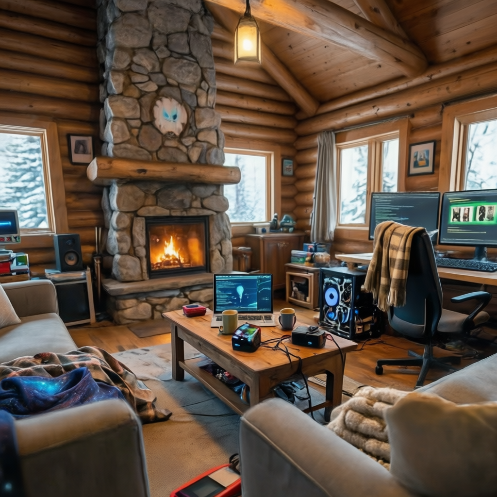 Le Chalet, une interface mutante dans un paysage de montagne enneigé.